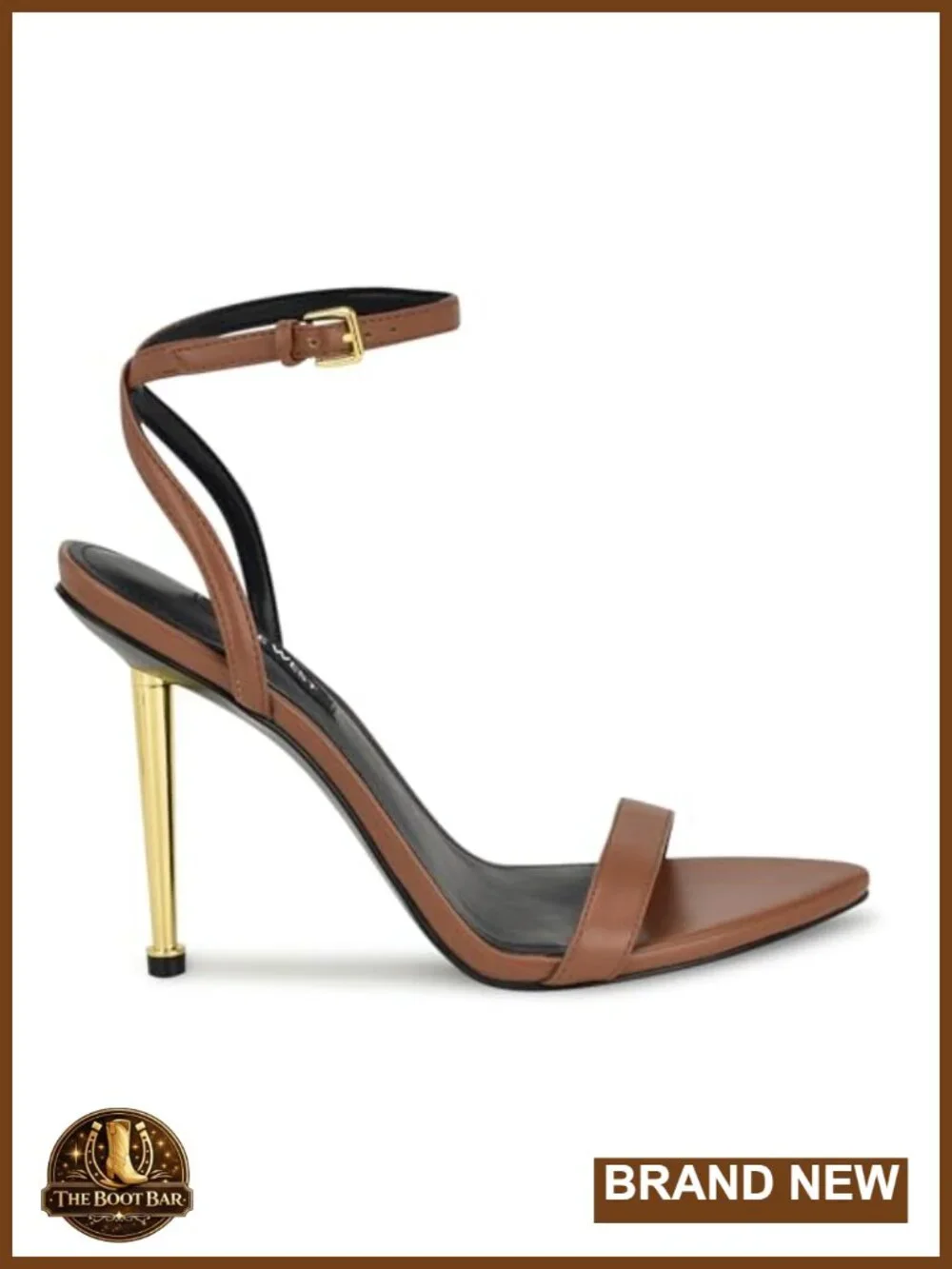 Nine West Reina Heeled Sandals Almond Toe Stiletto Heel Ankle Strap